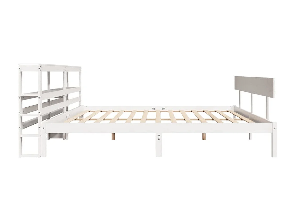 Cadre de lit sans matelas blanc 200x200 cm bois massif de pin