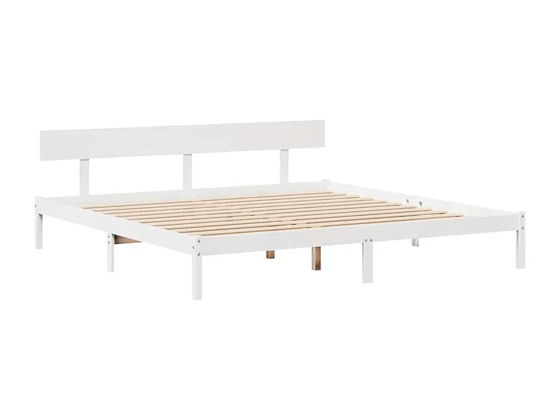 Cadre de lit sans matelas blanc 200x200 cm bois massif de pin