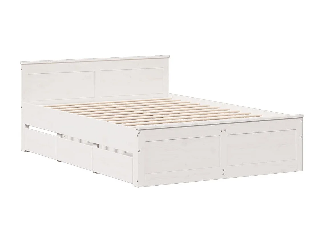 Cama sem colchão com cabeceira 160x200 cm pinho maciço branco