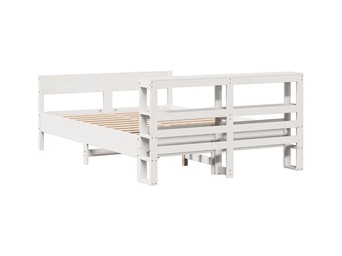 Cadre de lit sans matelas blanc 135x190 cm bois de pin massif