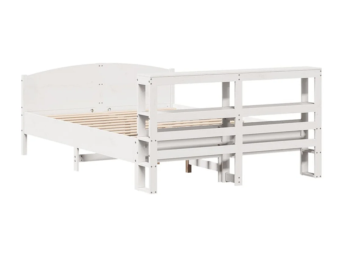 Cadre de lit sans matelas blanc 135x190 cm bois de pin massif