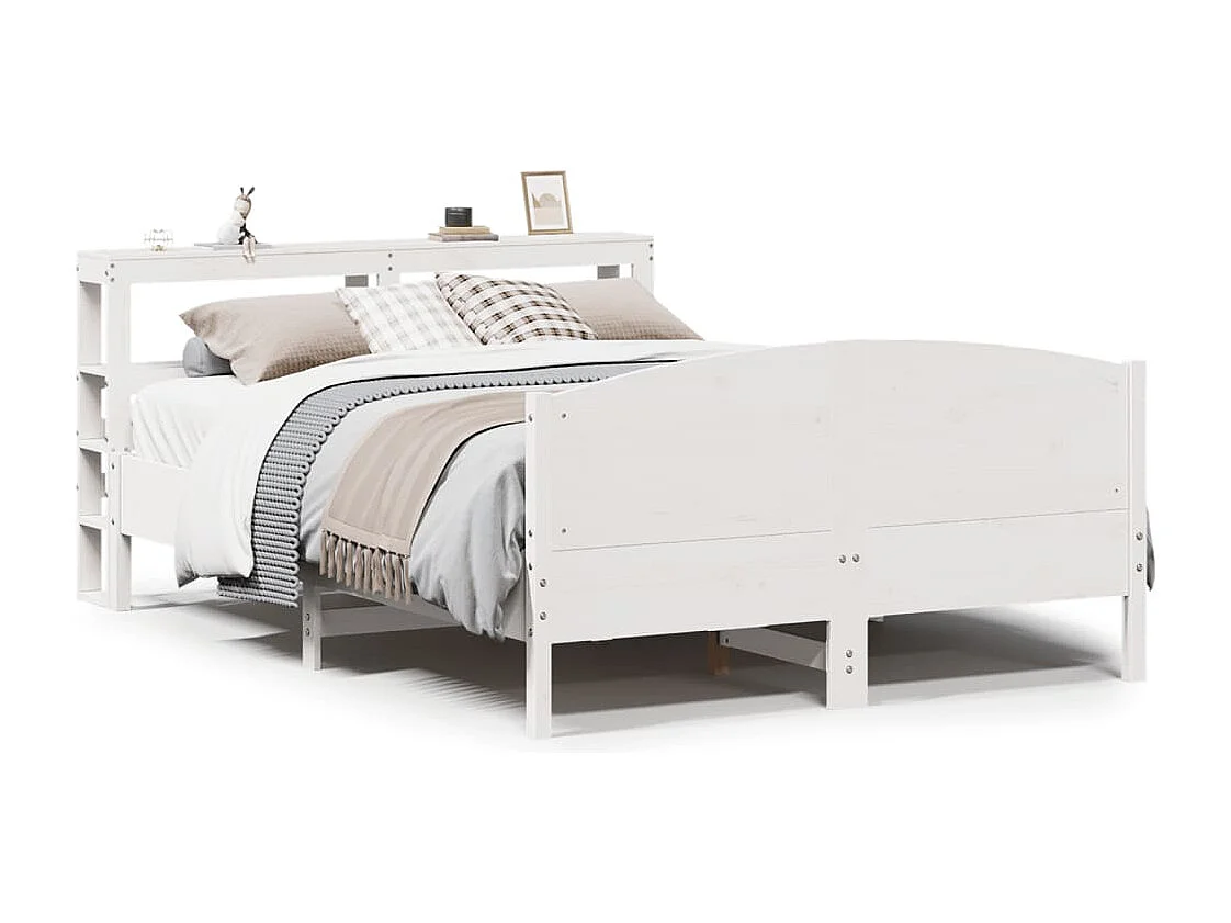 Cama sem colchão 135x190 cm madeira de pinho maciça branco