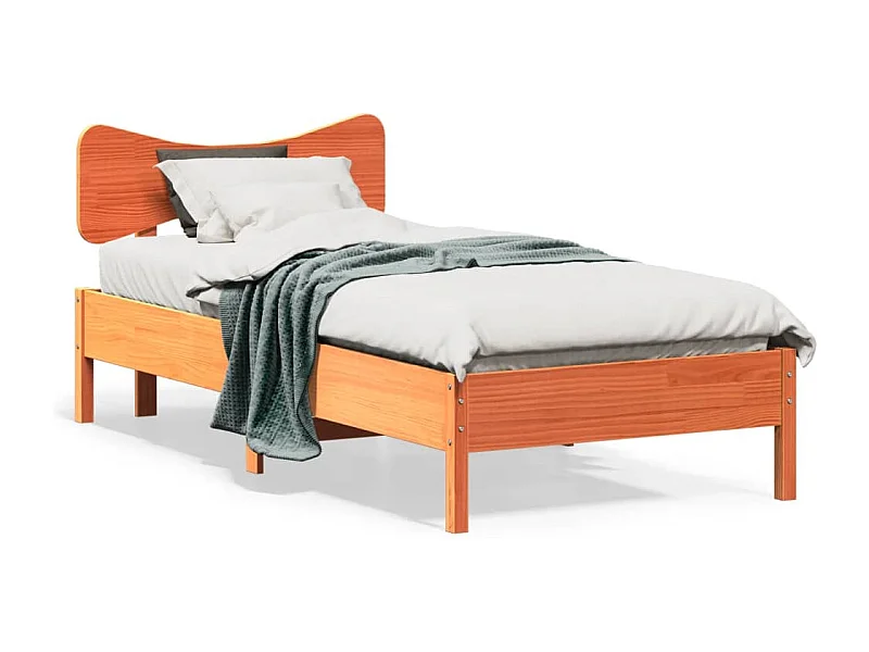 Cama sin colchón madera maciza de pino marrón cera 100x200 cm