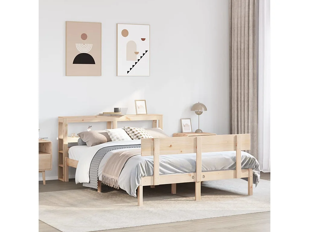 Cadre de lit sans matelas 140x190 cm bois de pin massif