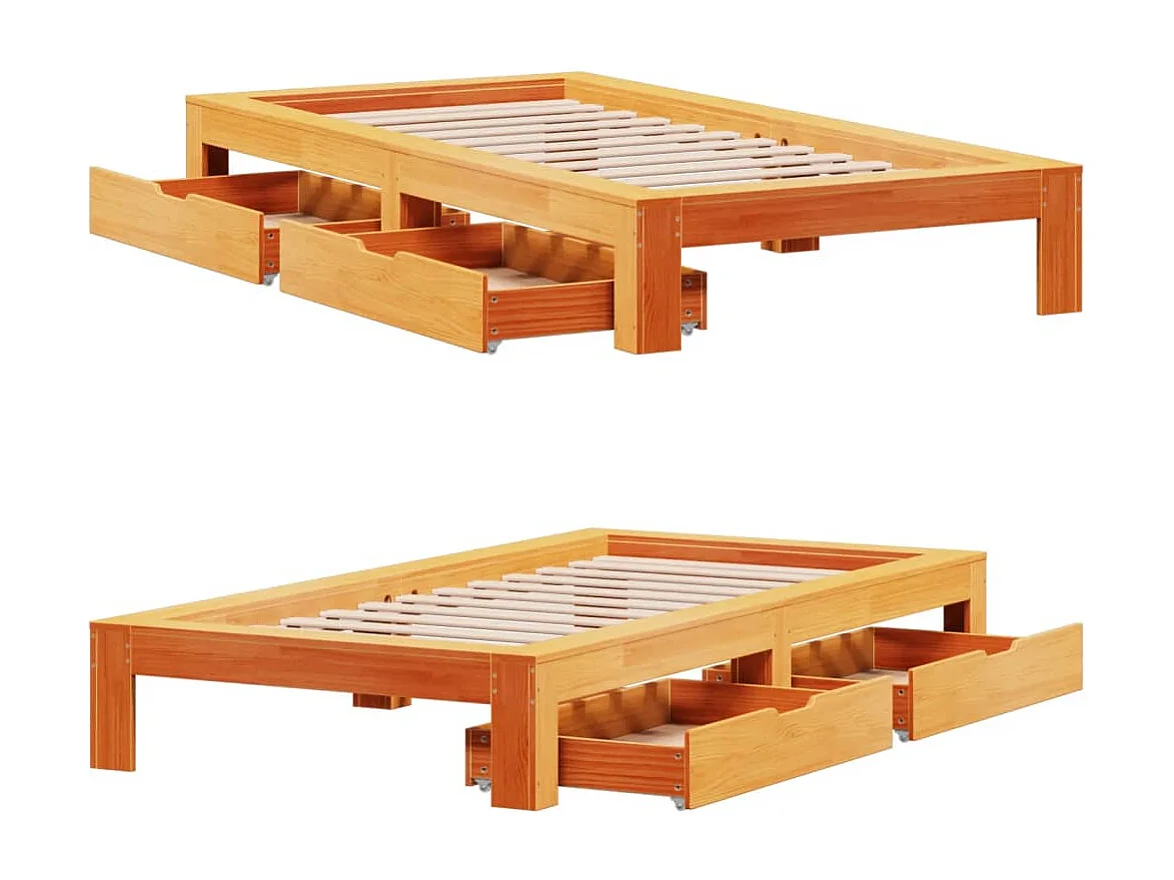 Cama sem colchão 90x190 cm madeira de pinho maciça castanho-mel