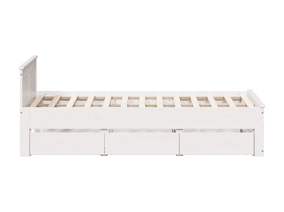 Cadre de lit sans matelas avec tête de lit blanc 135x190 cm pin