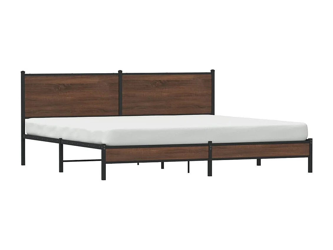 Estructura de cama sin colchón metal roble marrón 193x203 cm