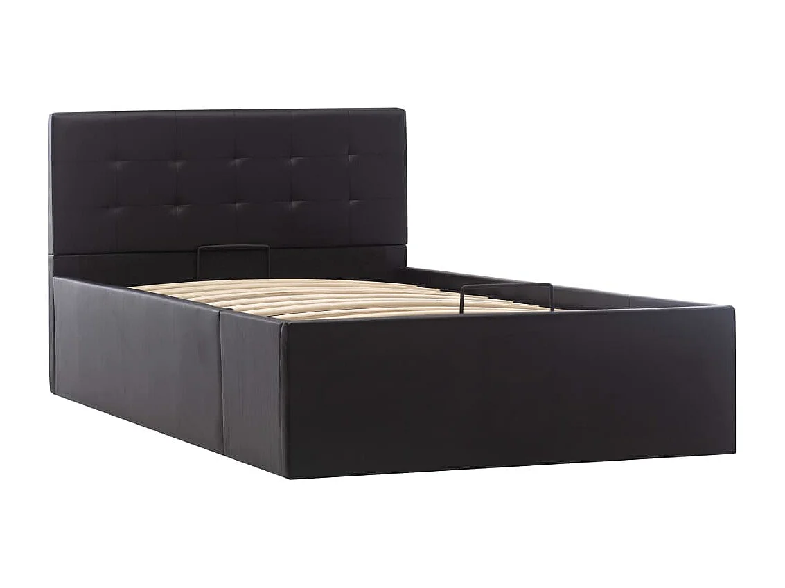 Cadre de lit à rangement hydraulique Noir Similicuir 100x200 cm