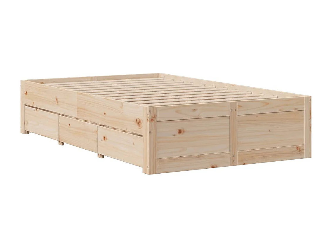 Cadre de lit sans matelas avec tiroirs 135x190 cm bois de pin