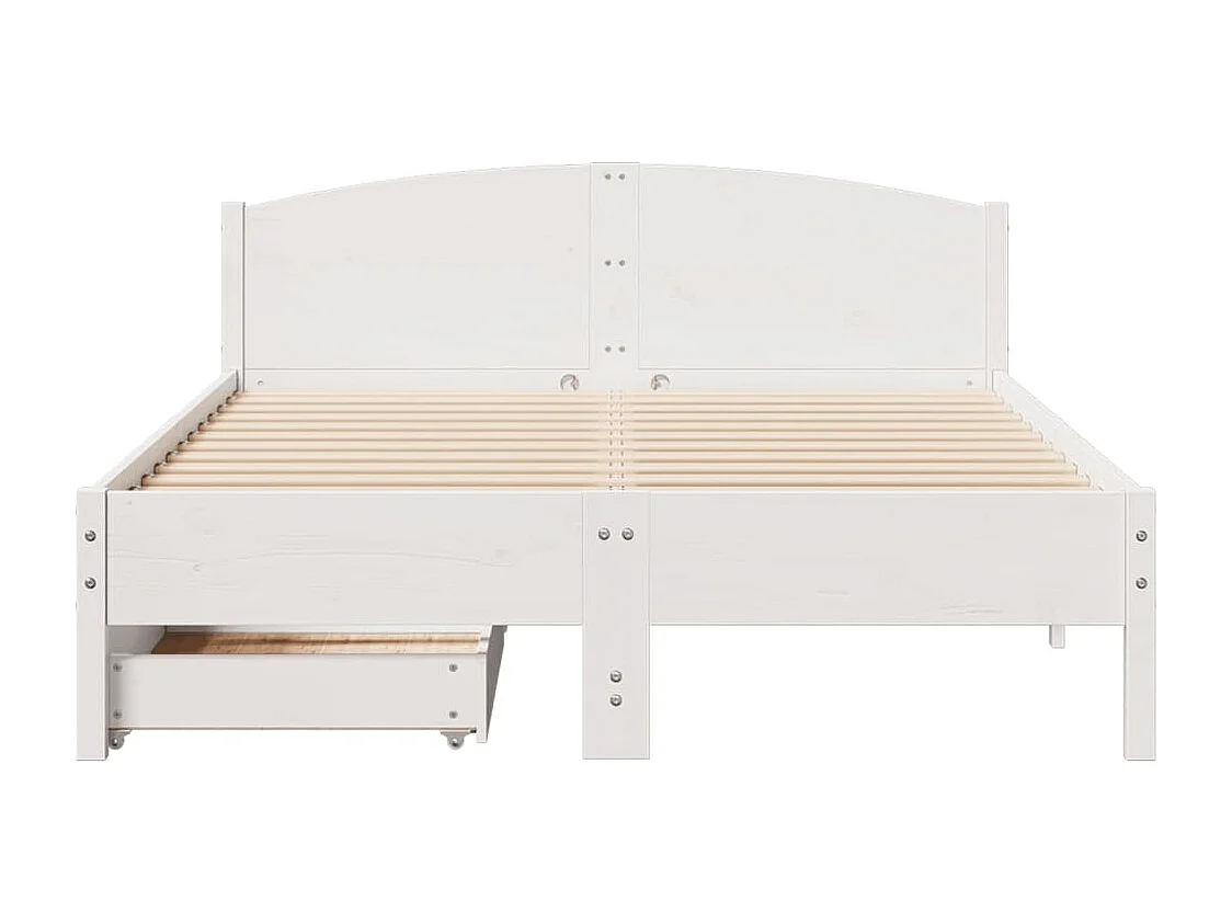Cama sem colchão 140x200 cm madeira de pinho maciça branco