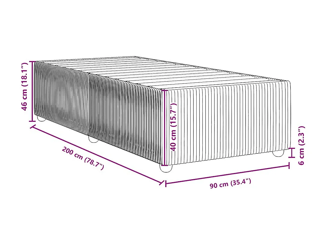 Estructura de cama de tela gris taupe 90x200 cm