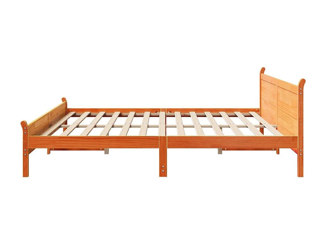 Cama sem colchão 200x200 cm pinho maciço castanho-mel