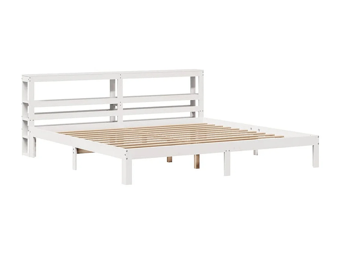 Estructura cama cabecero madera maciza pino blanco 180x200 cm