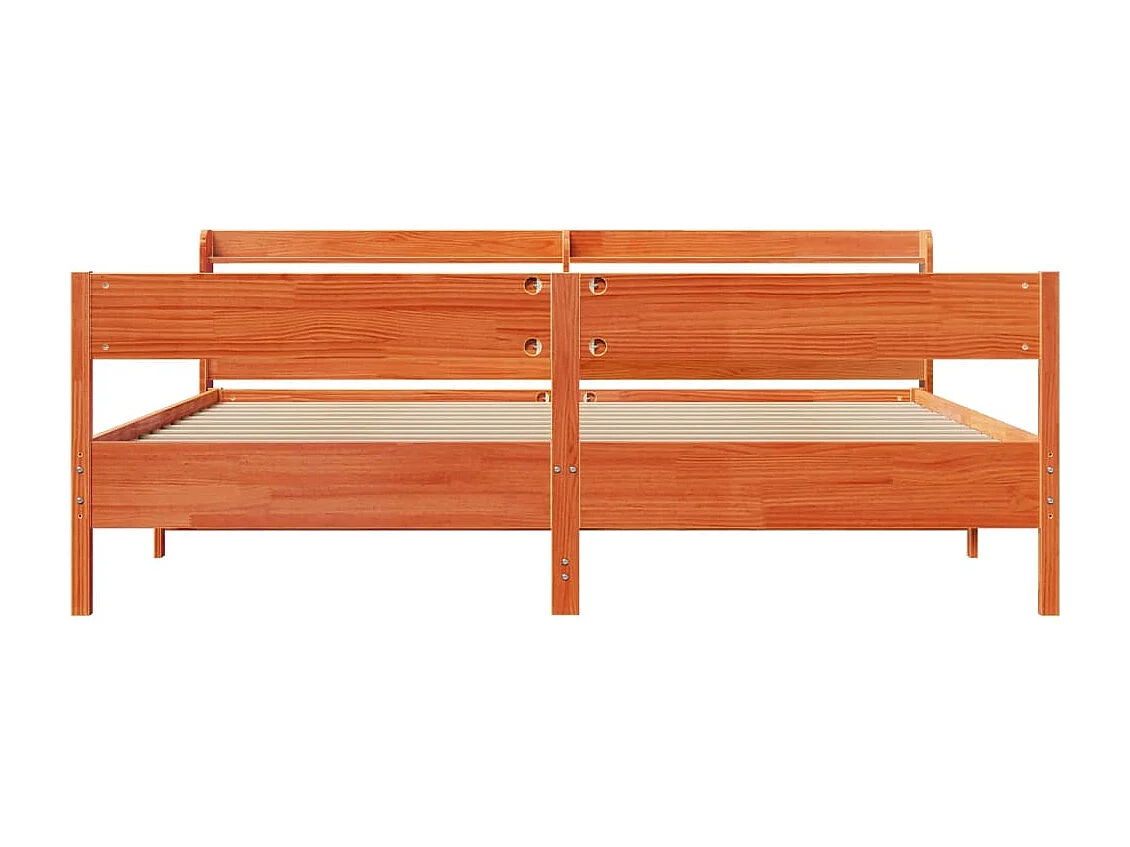 Cama sem colchão 200x200 cm pinho maciço castanho-mel