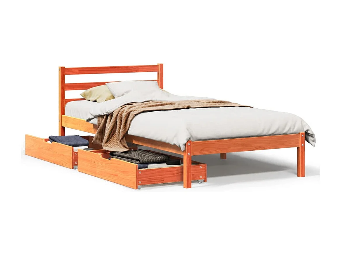 Estructura de cama sin colchón madera de pino marrón 90x200 cm