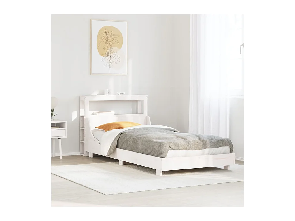 Cadre de lit sans matelas blanc 75x190 cm bois de pin massif