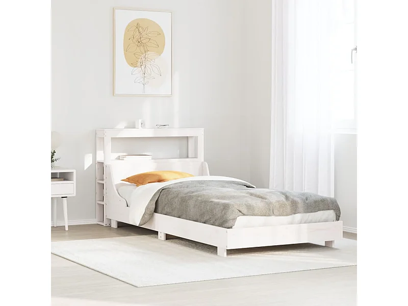 Estructura de cama sin colchón madera maciza blanca 75x190 cm