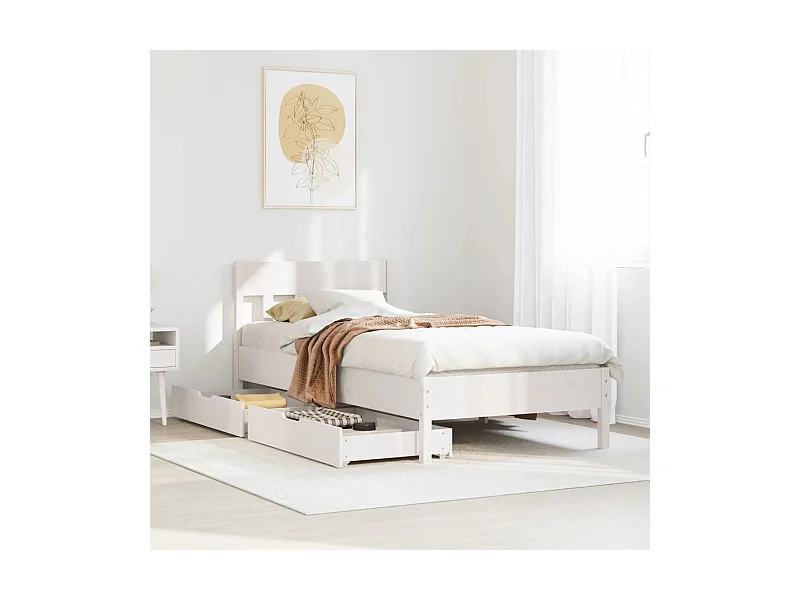 Estructura de cama sin colchón madera maciza blanca 90x190 cm
