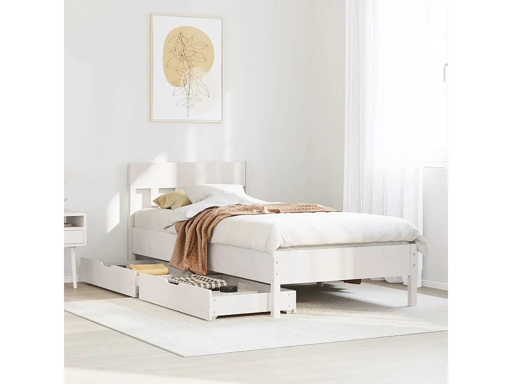 Cadre de lit sans matelas blanc 90x190 cm bois de pin massif