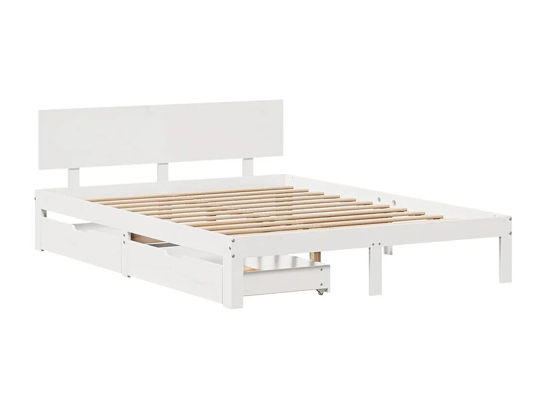 Estructura de cama con cojines madera de pino blanca 140x190 cm