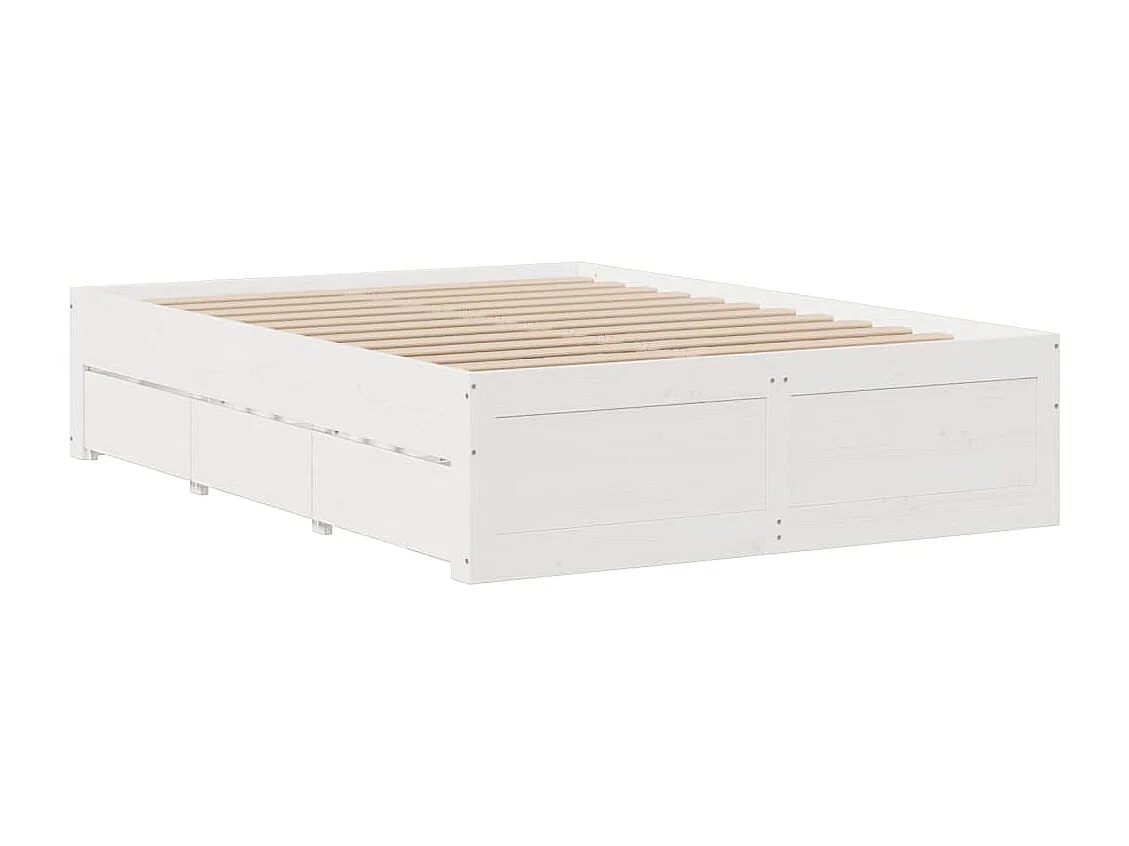 Cama sin colchón con cajones madera de pino blanco 140x190 cm