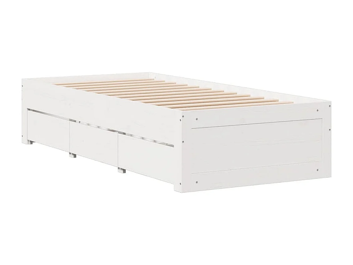 Cama sin colchón con cajones madera de pino blanco 90x190 cm