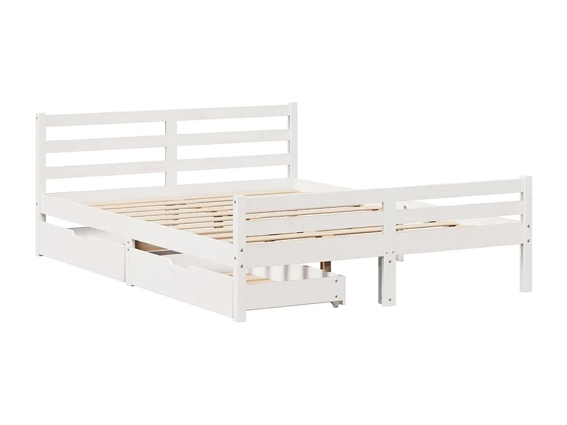 Cama sem colchão 140x200 cm madeira de pinho maciça branco