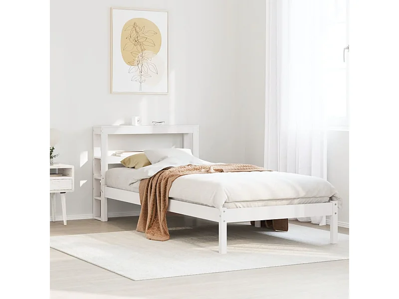 Cama sem colchão 75x190 cm madeira de pinho maciça branco