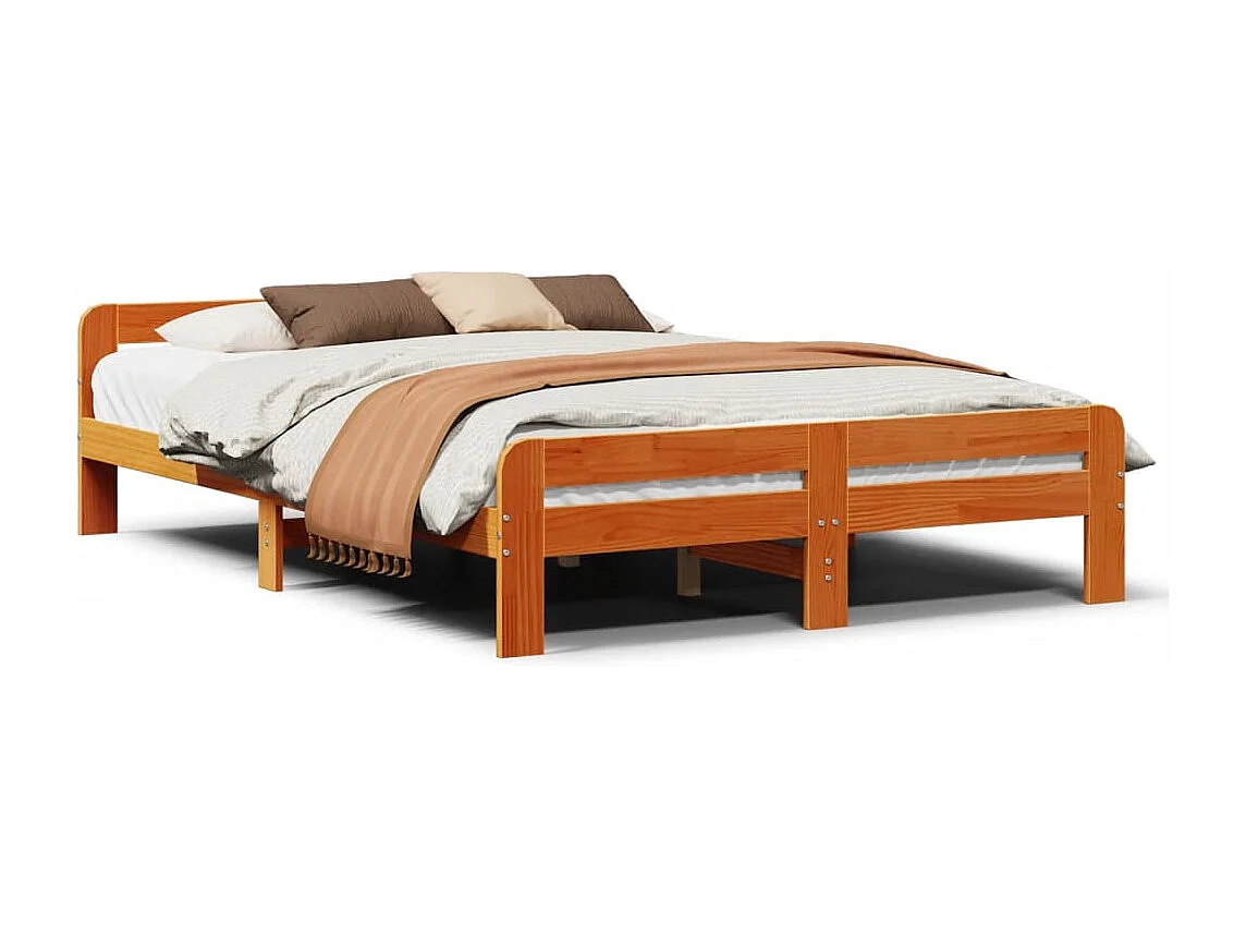 Cadre de lit sans matelas cire marron 140x200cm bois pin massif