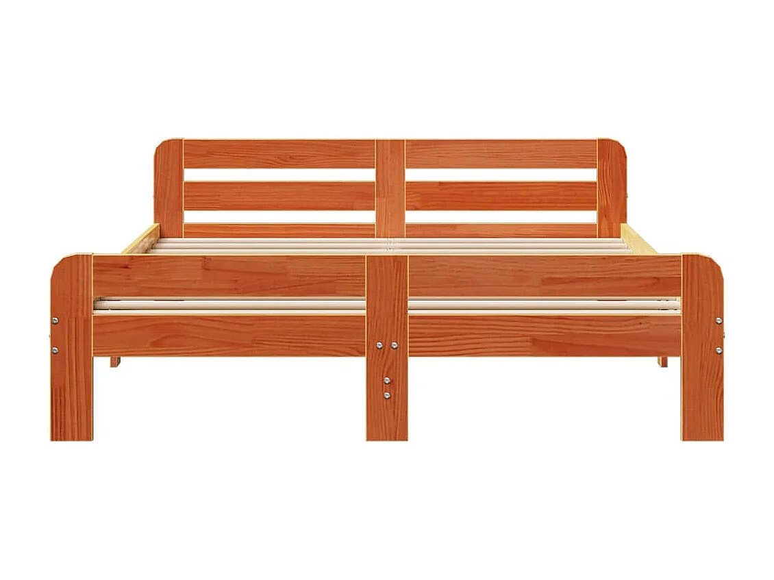 Cama sem colchão 140x200 cm madeira pinho maciça castanho-mel