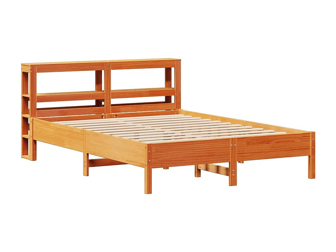 Cama sem colchão 150x200 cm madeira pinho maciça castanho-mel