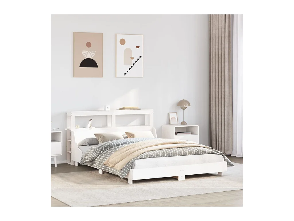 Cadre de lit sans matelas blanc 160x200 cm bois de pin massif