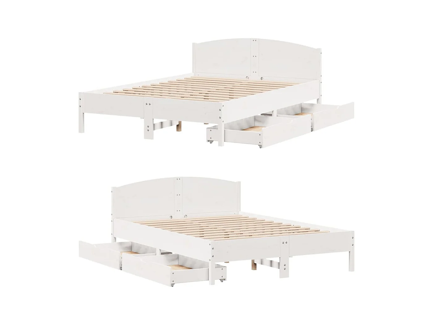 Cadre de lit sans matelas blanc 150x200 cm bois de pin massif