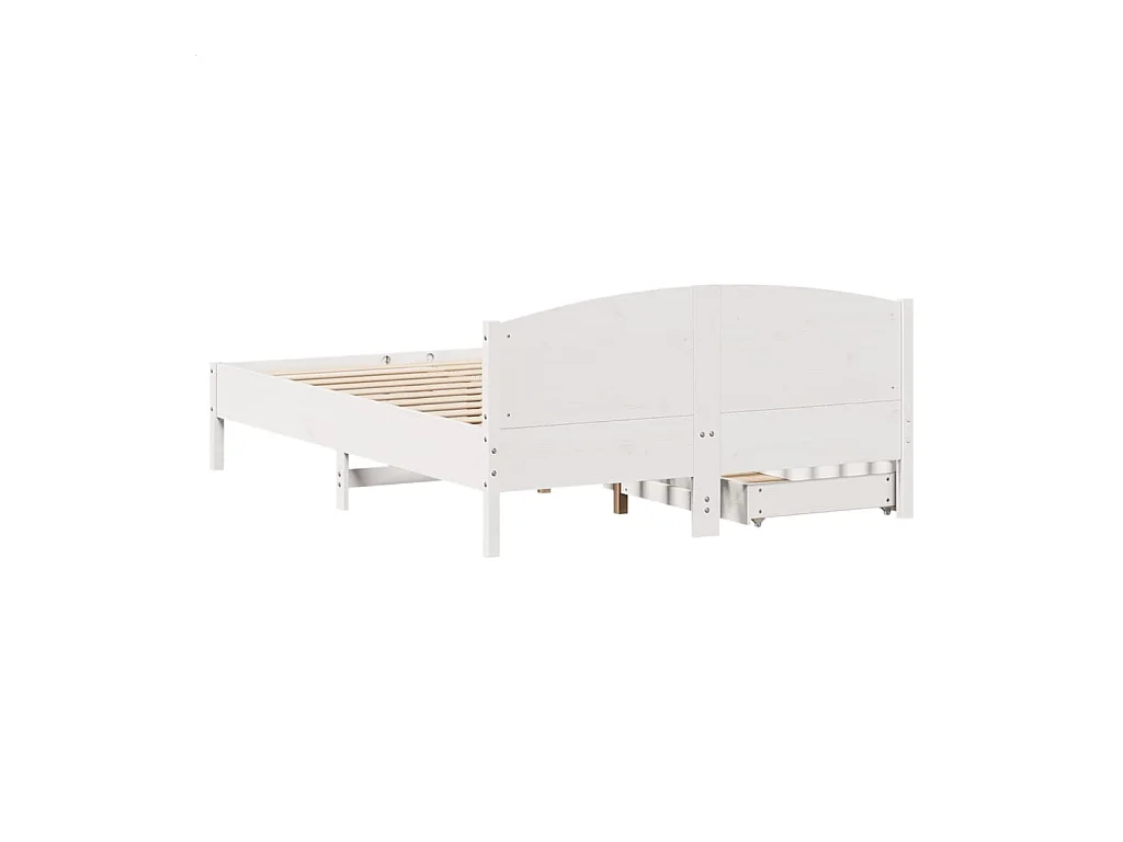 Cadre de lit sans matelas blanc 150x200 cm bois de pin massif