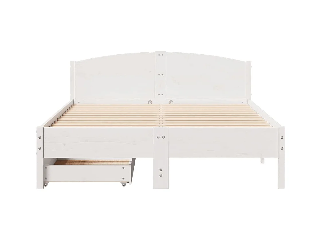 Cadre de lit sans matelas blanc 150x200 cm bois de pin massif