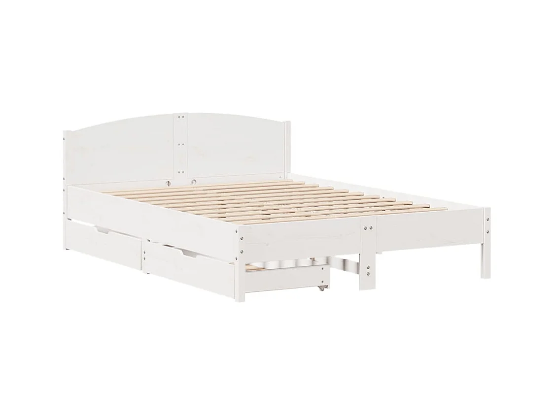 Cadre de lit sans matelas blanc 150x200 cm bois de pin massif