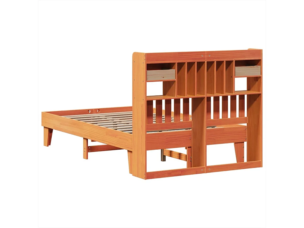 Cadre de lit sans matelas cire marron 135x190cm bois pin massif