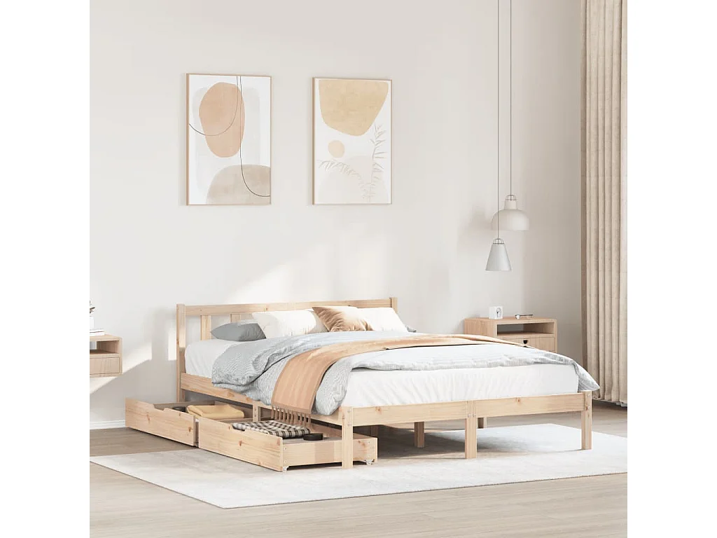 Estructura de cama sin colchón madera maciza de pino 160x200 cm