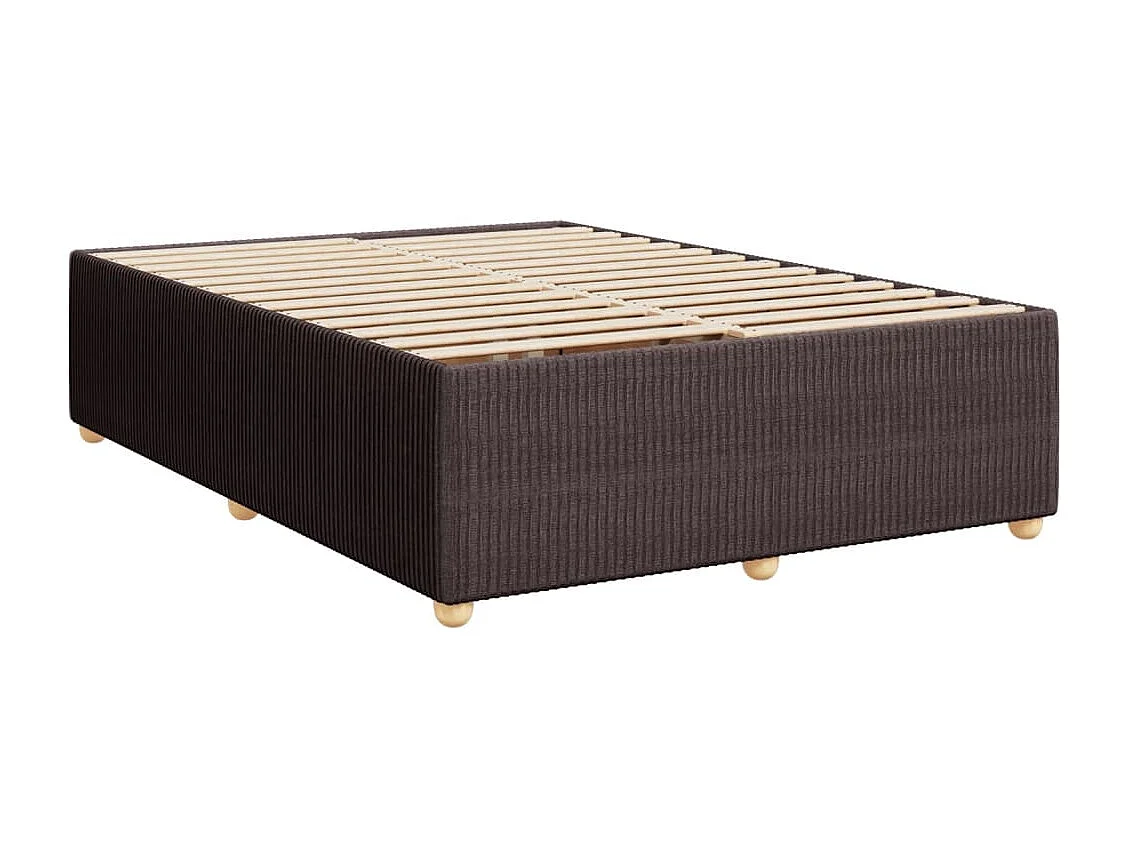 Estrutura de cama sem colchão 140x190 cm tecido castanho-escuro