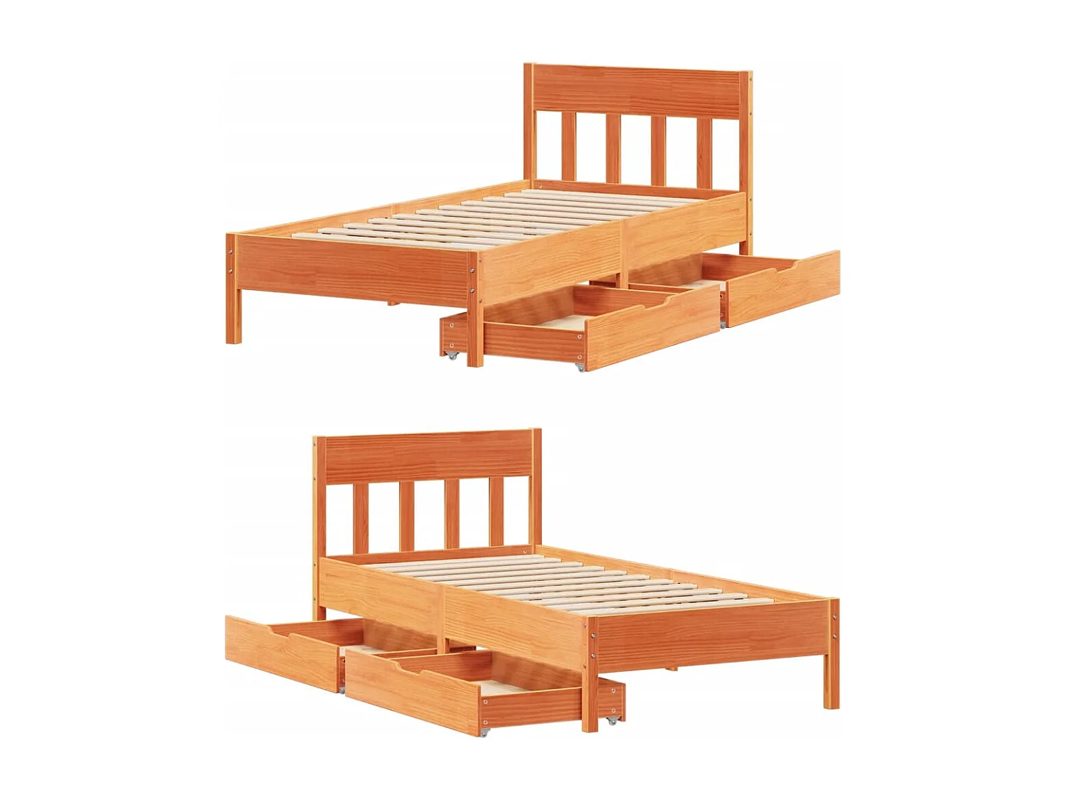 Estructura de cama sin colchón madera de pino marrón 90x200 cm