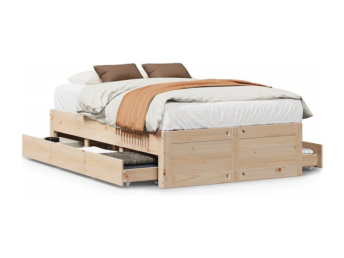 Cadre de lit sans matelas avec tiroirs 120x190 cm bois de pin