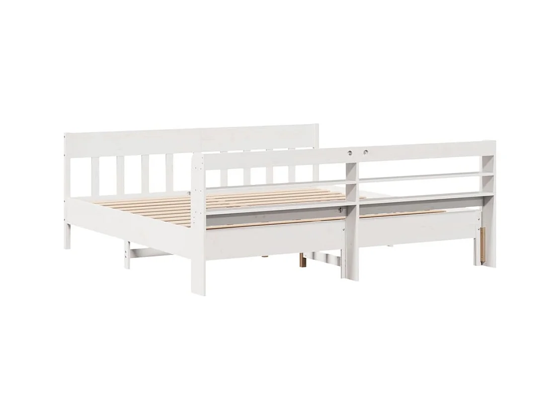 Cama sem colchão 180x200 cm madeira de pinho maciça branco