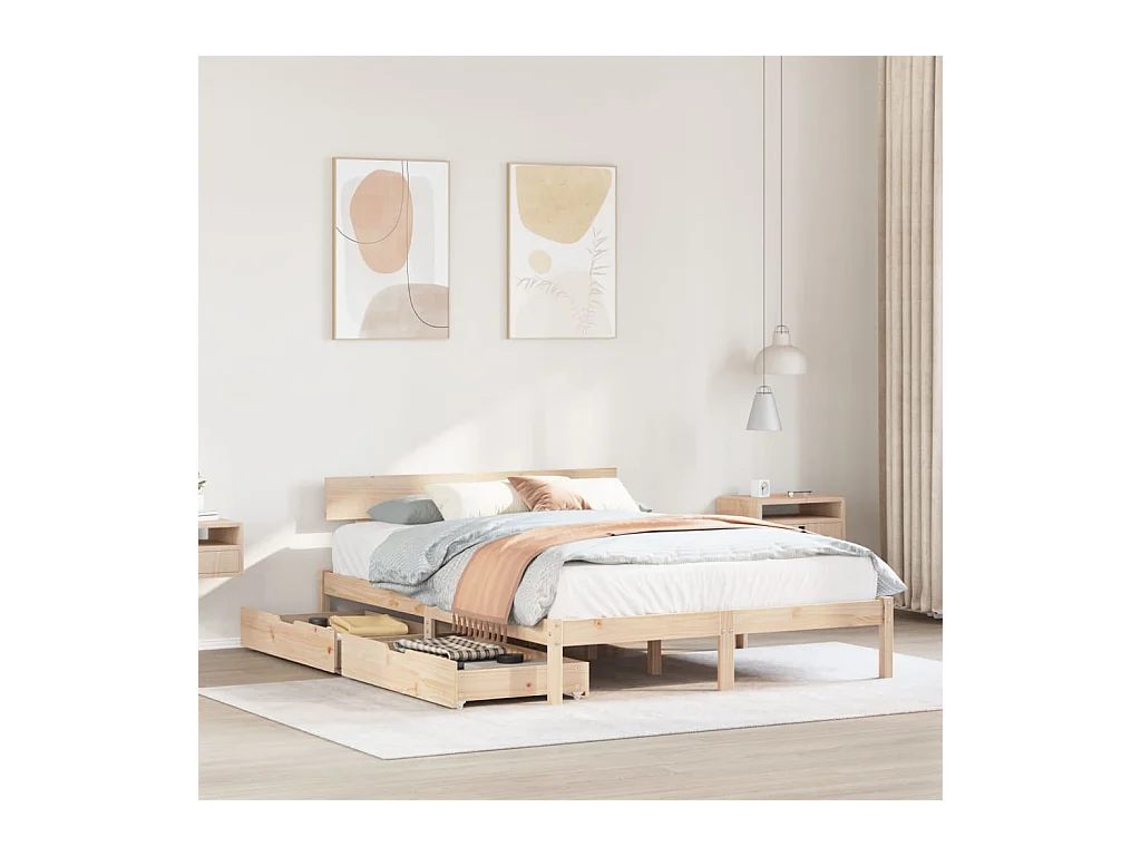 Estructura de cama sin colchón madera de pino maciza 120x200 cm