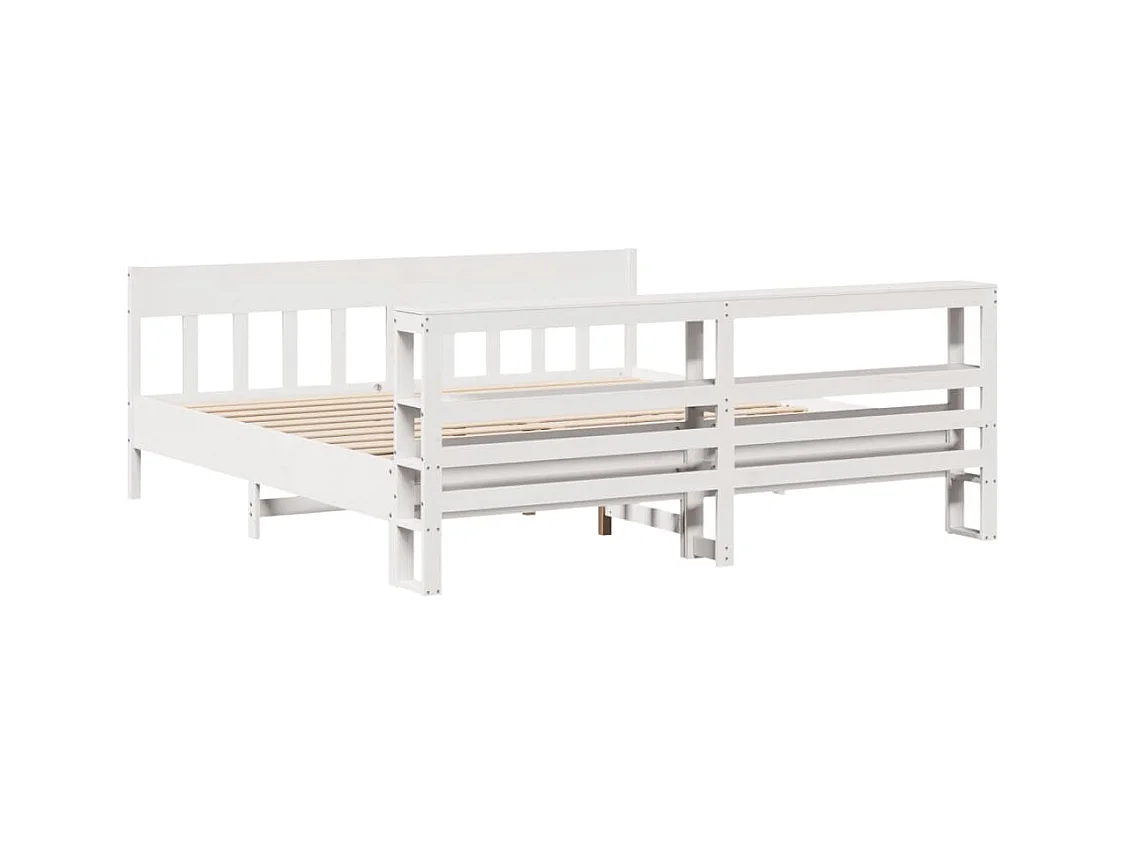 Cadre de lit sans matelas blanc 200x200 cm bois massif de pin