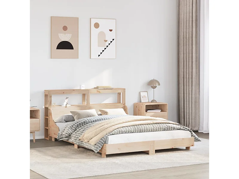 Estructura de cama sin colchón madera maciza de pino 140x190 cm