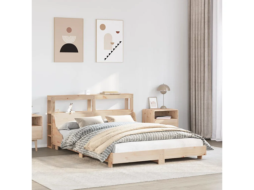 Estructura de cama sin colchón madera maciza de pino 140x190 cm