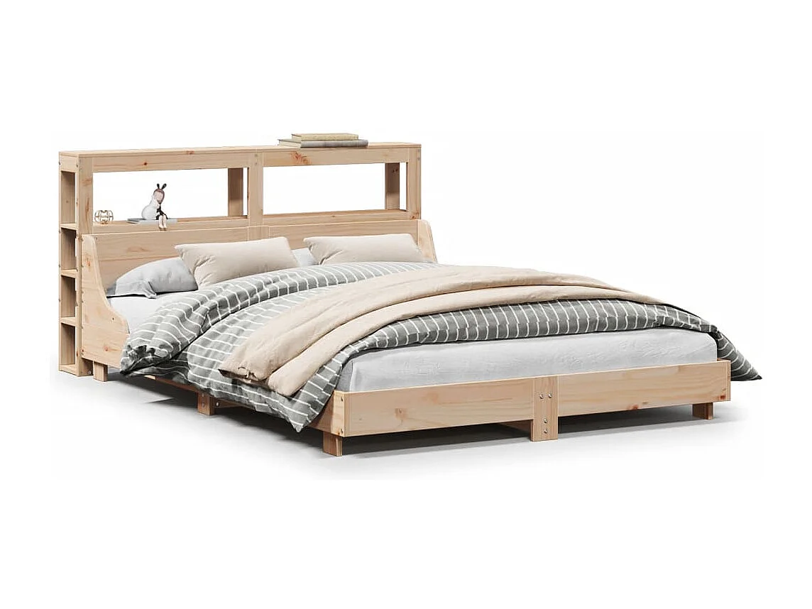 Estructura de cama sin colchón madera maciza de pino 140x190 cm
