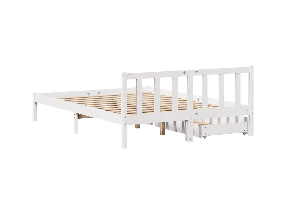 Cama sem colchão 140x190 cm madeira de pinho maciça branco
