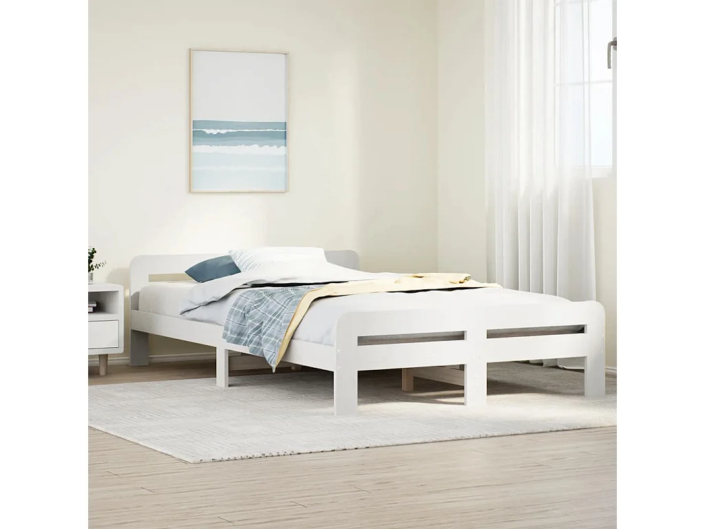 Cadre de lit sans matelas blanc 120x190 cm bois de pin massif