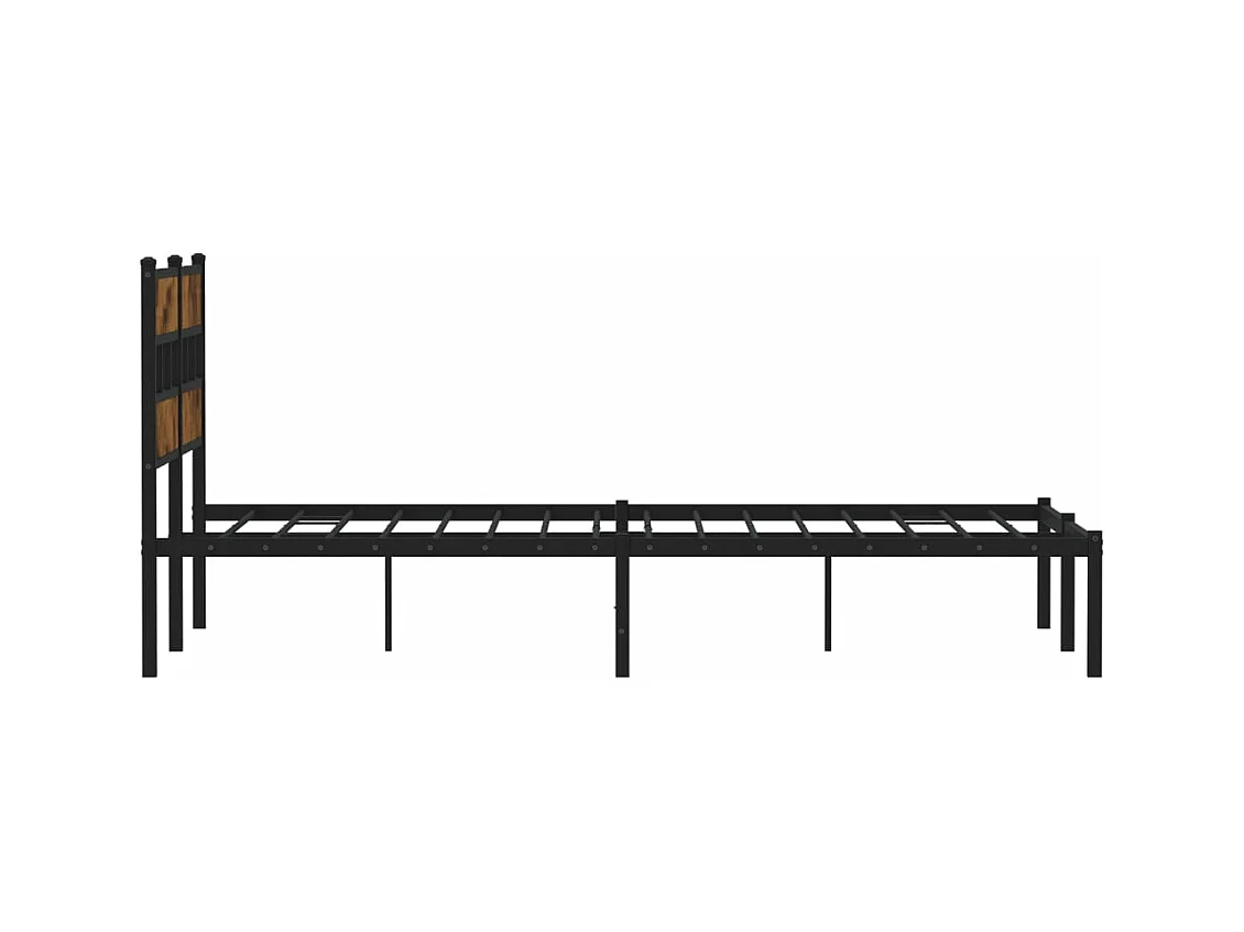 Cadre de lit en métal sans matelas chêne fumé 160x200 cm